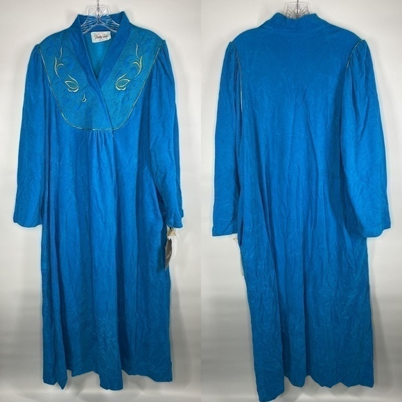 Vintage Vanity Fair Peacock Blue Robe 80's NWT Size XL RARE - Picture 1 of 11